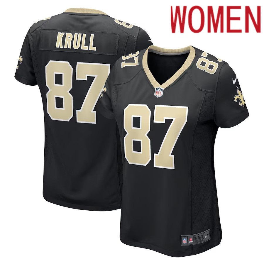 Women New Orleans Saints #87 Lucas Krull Nike Black Game Player NFL Jersey->women nfl jersey->Women Jersey